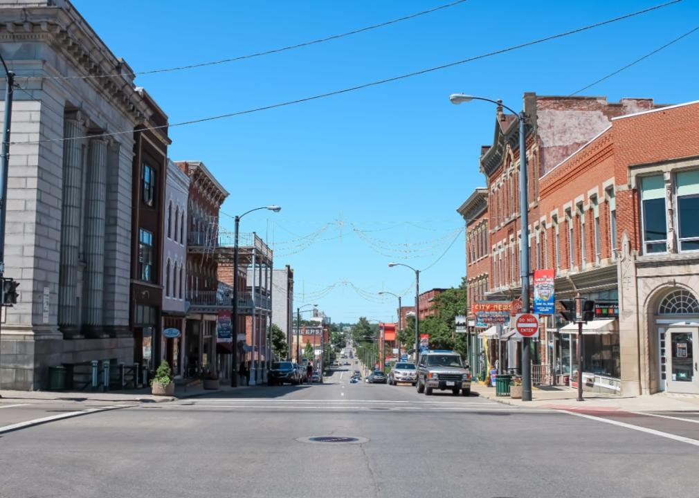 A downtown street.