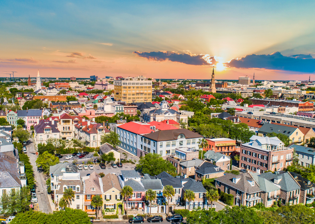 An aerial view of downtown Charleston.