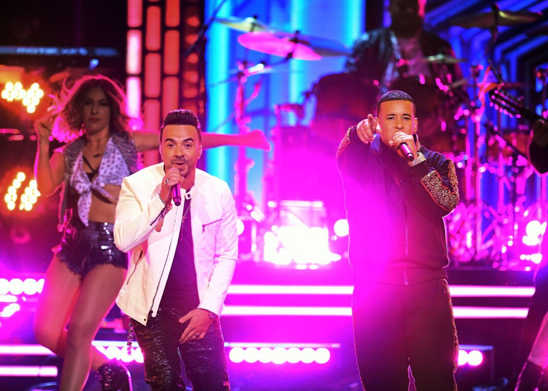 Luis Fonsi & Daddy Yankee performing onstage.