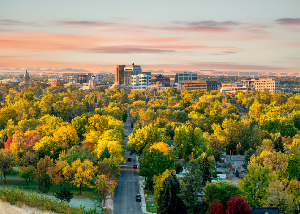 An aerial view of Boise in Autumn.