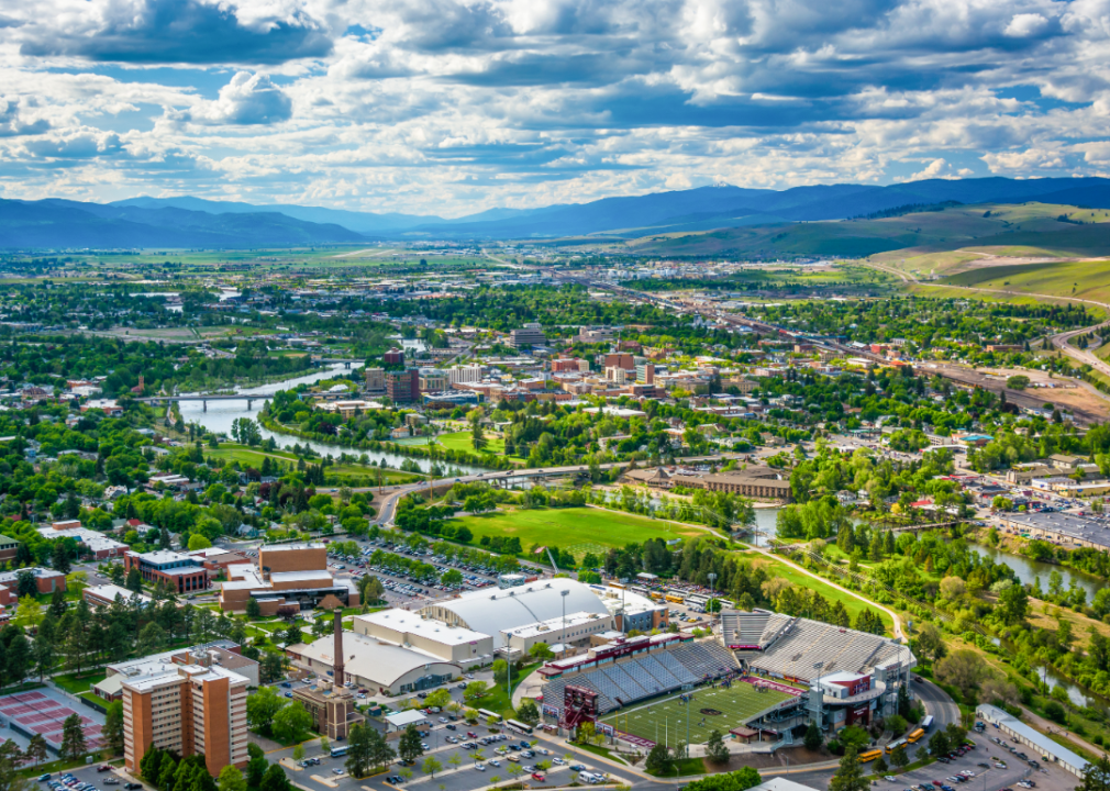 An aerial view of Missoula, MT.