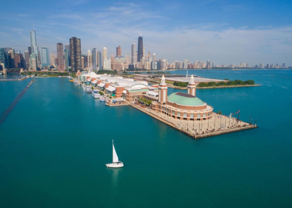 Aerial view of Navy Pier in Chicago