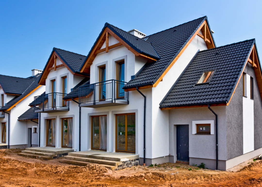 Newly constructed row homes.