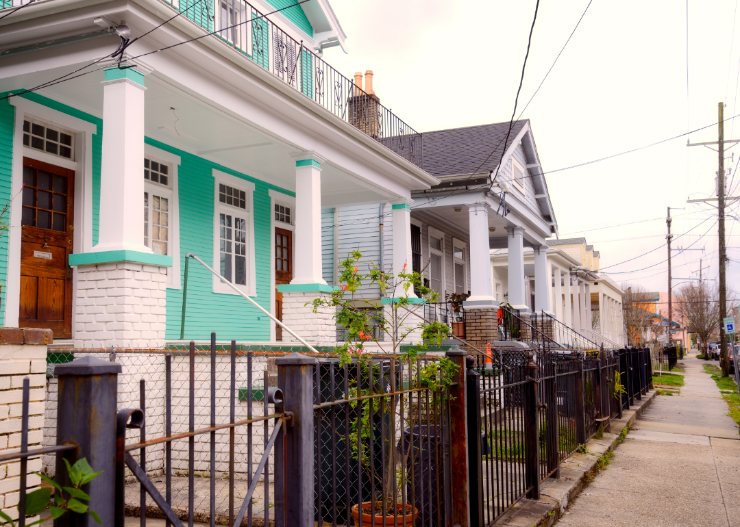 A block of small homes in New Orleans, Louisiana.