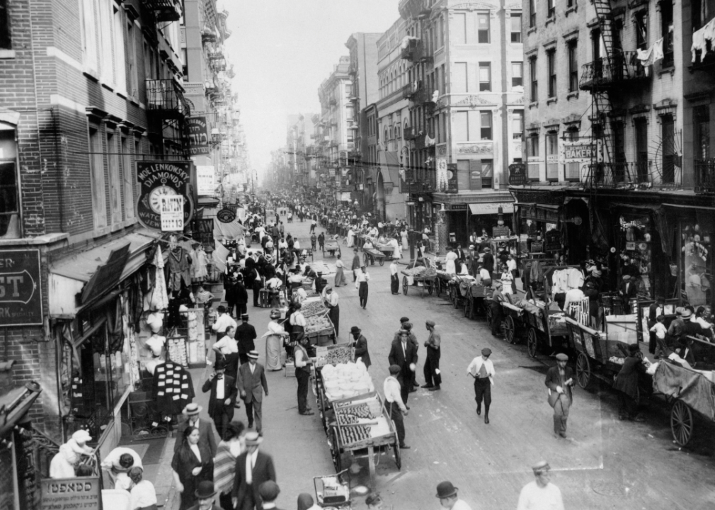 View of Delancey Street on the Lower East Side in New York City, 1905.