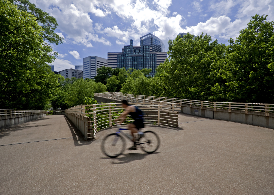 A cyclist in Arlington.