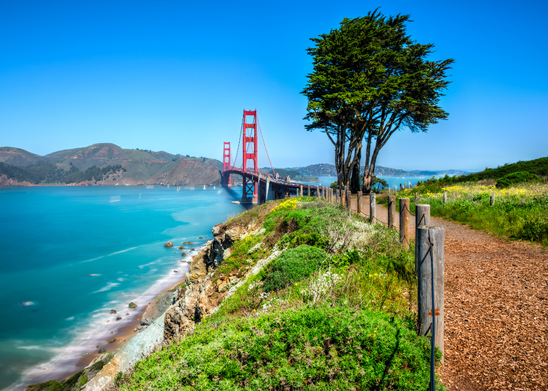 A trail leading to the Golden Gate Bridge.