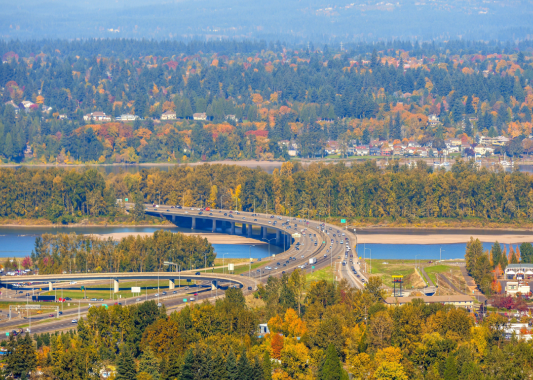 An aerial view of Vancouver in Fall.