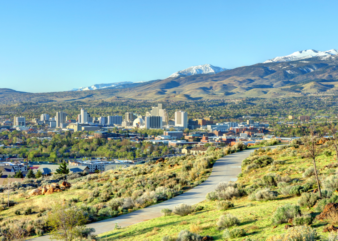 A trail with Reno in the background.