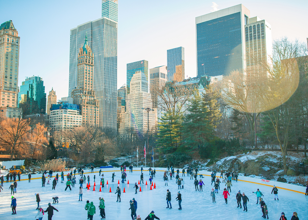 People ice skating in New York City.