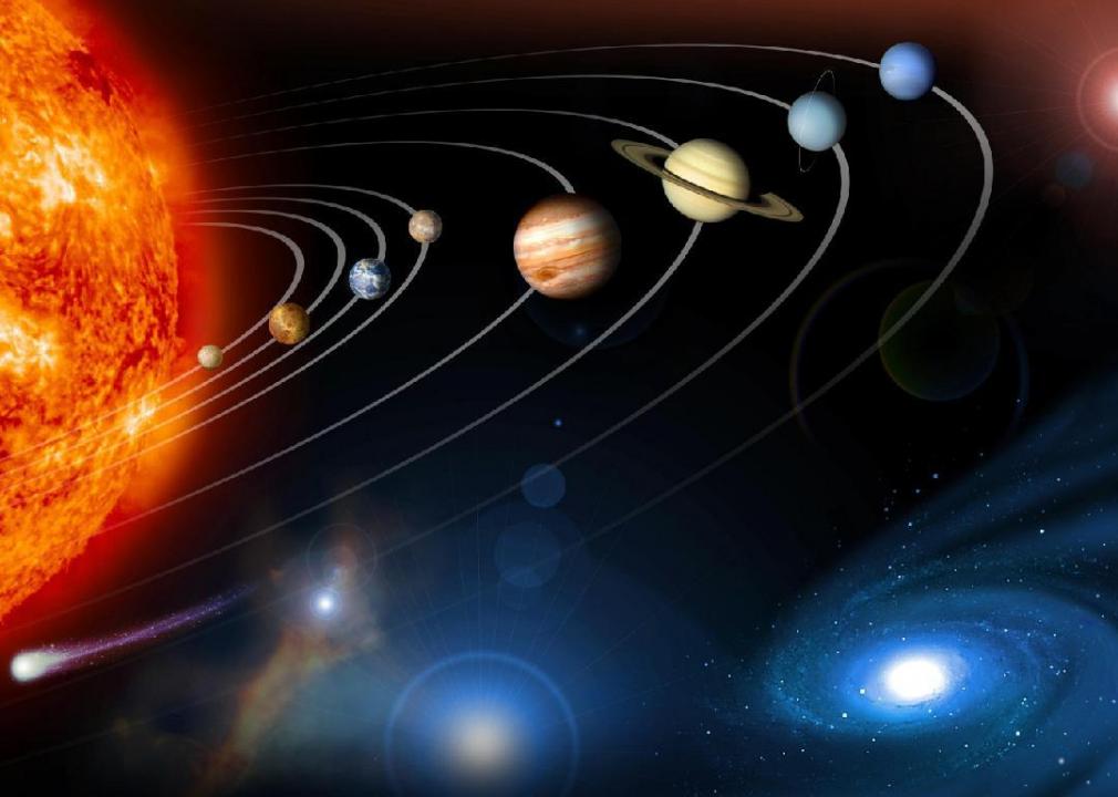 Stylized rendition of our solar system