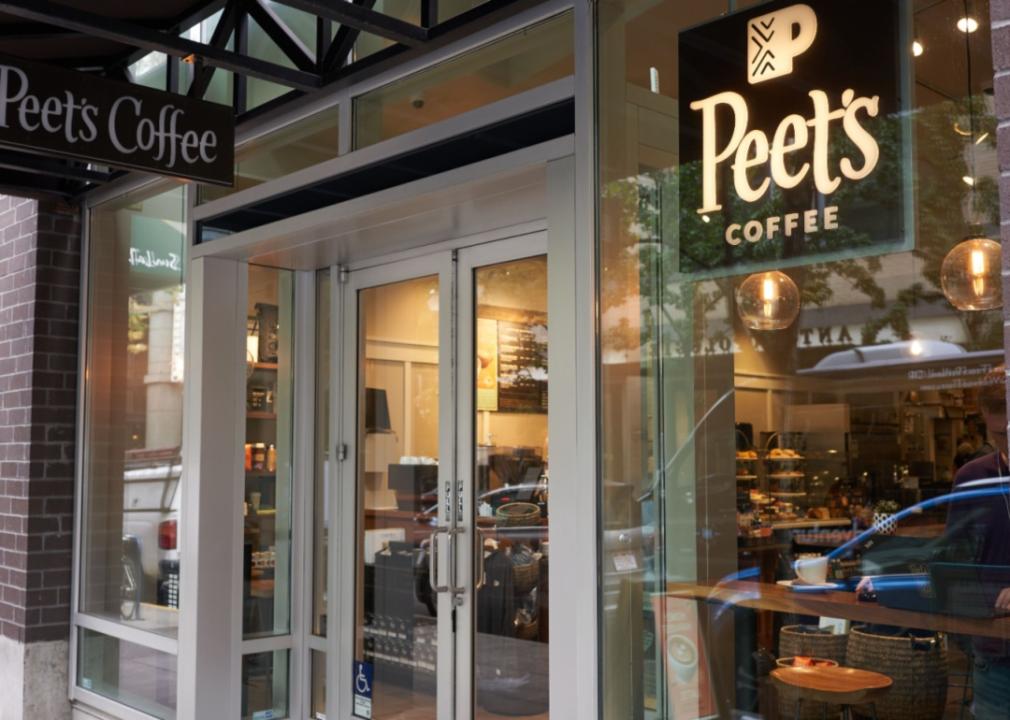 The front doors of a Peet's Coffee.