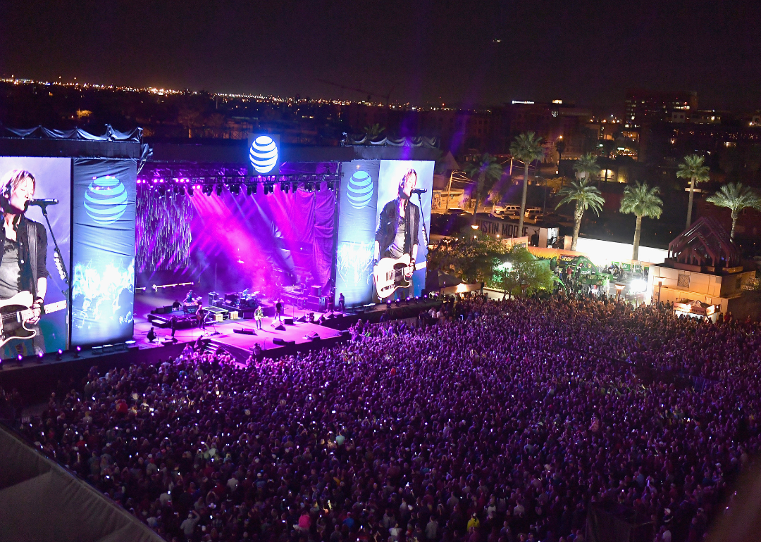 Keith Urban performs at the AT&T Block Party during the NCAA March Madness Festival in Phoenix, Arizona. 