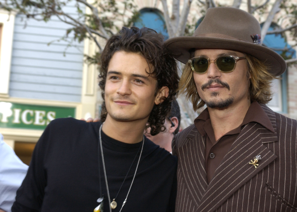 Orlando Bloom & Johnny Depp during The World Premiere of "Pirates of The Caribbean: The Curse of The Black Pearl."