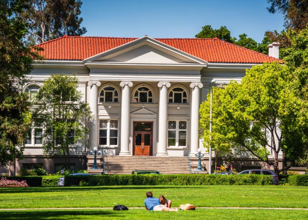 The historic Carnegie Library at Pomona College.