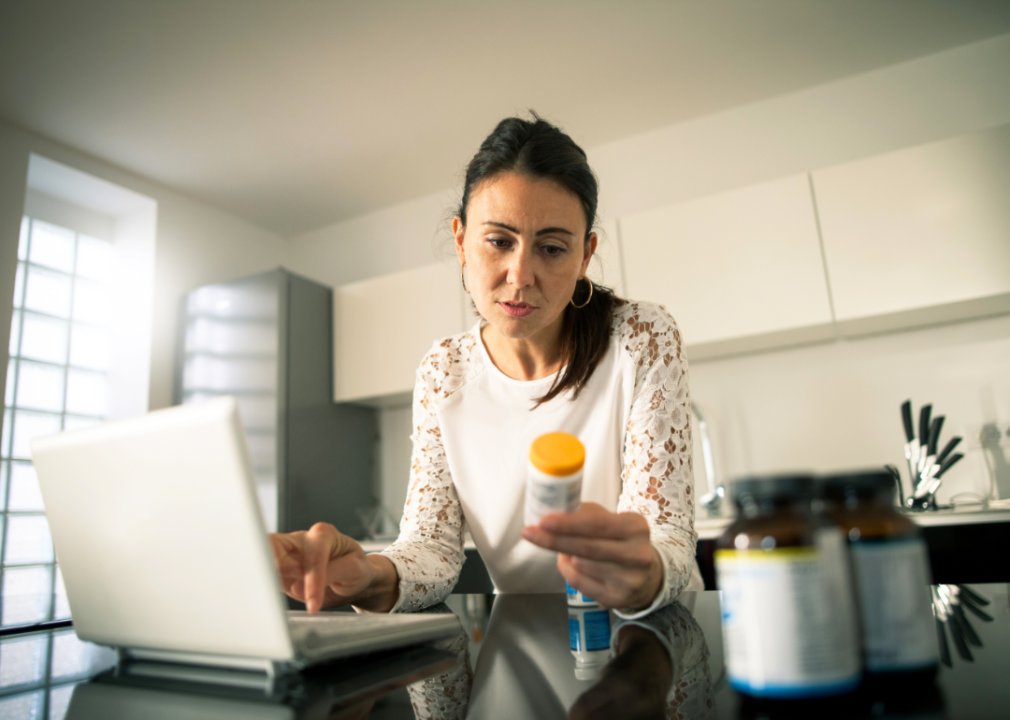 A woman ordering a prescription online.