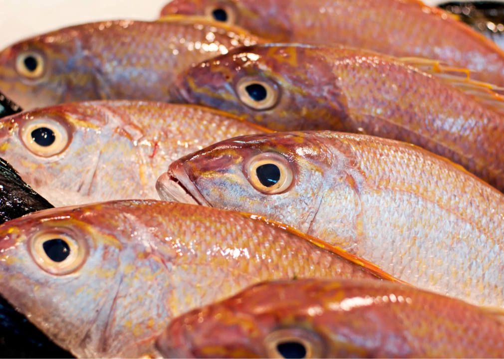 Redfish on a bed of ice.