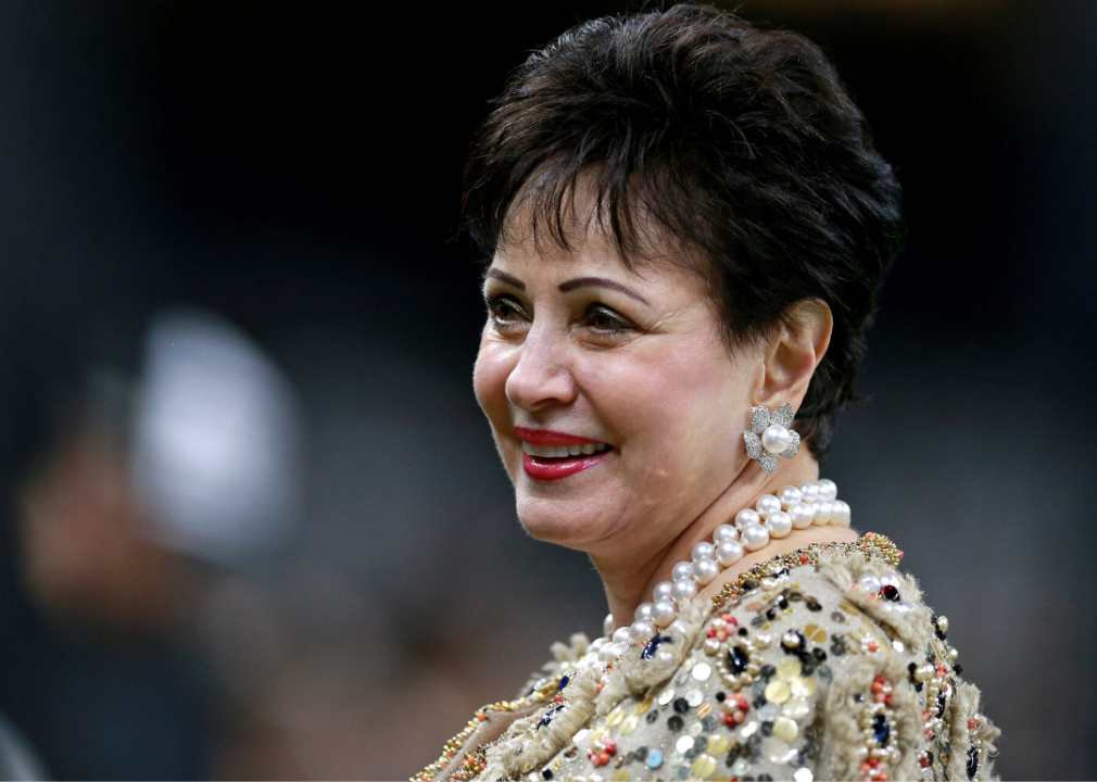 New Orleans Saints owner Gayle Benson on the sidelines before the game against the Atlanta Falcons at Mercedes-Benz Stadium.