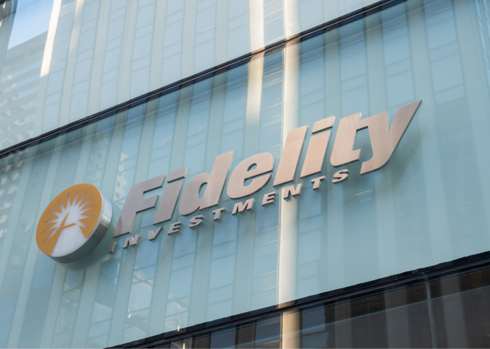 Fidelity Investments logo on building.