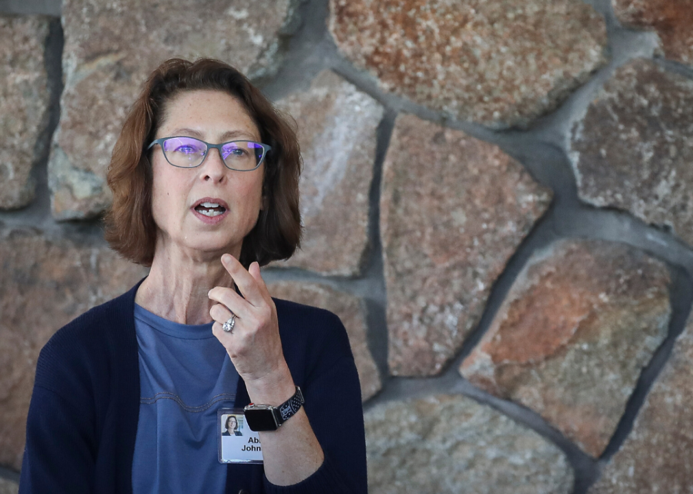 Abigail Johnson speaks at event.