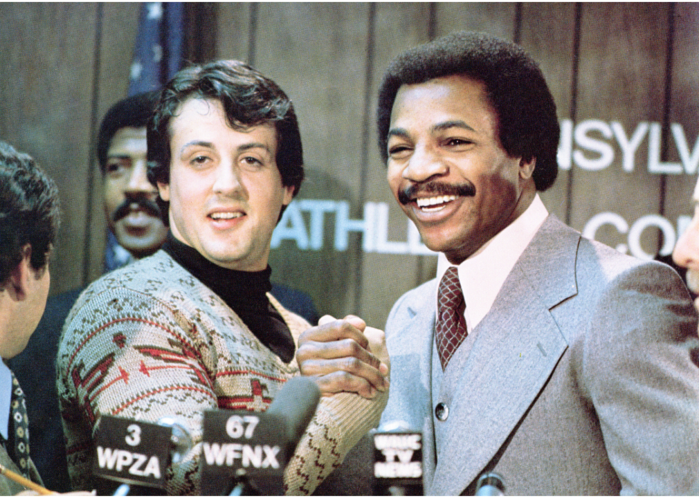 Sylvester Stallone and Carl Weathers in a still from the film 