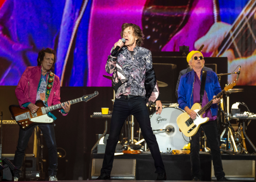 Ronnie Wood, Mick Jagger and Keith Richards perform in Milan in 2022.