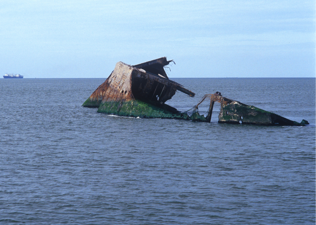 The remains of the S.S. Atlantus in the water off the coast of Cape May.