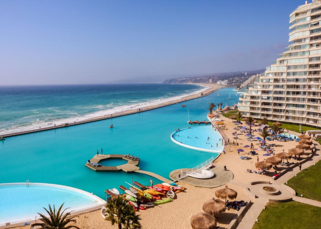 View of the pool at the San Alfonso del Mar in Algarrobo, Chile.