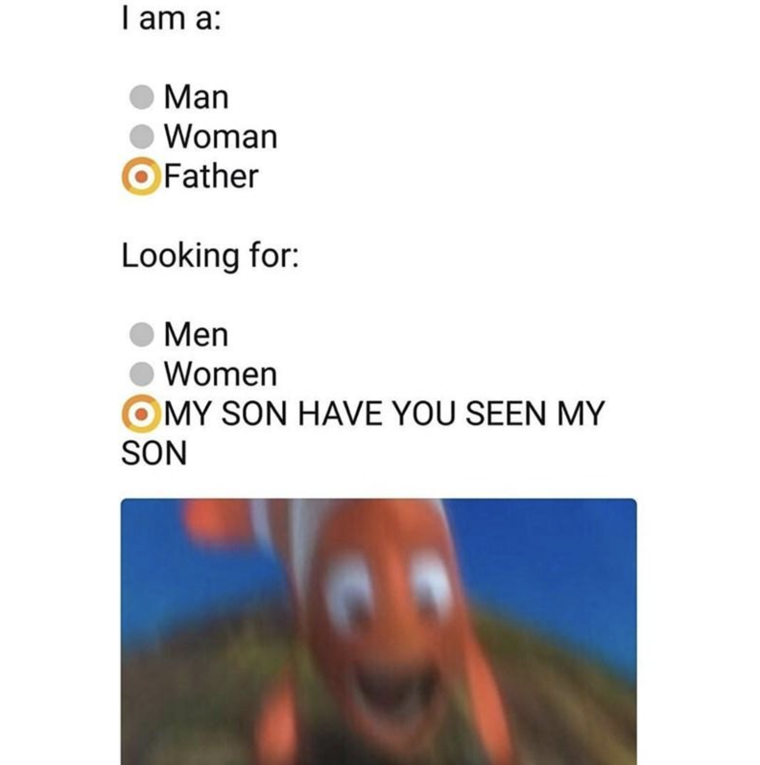 Still of Nemo appearing in a popular meme.