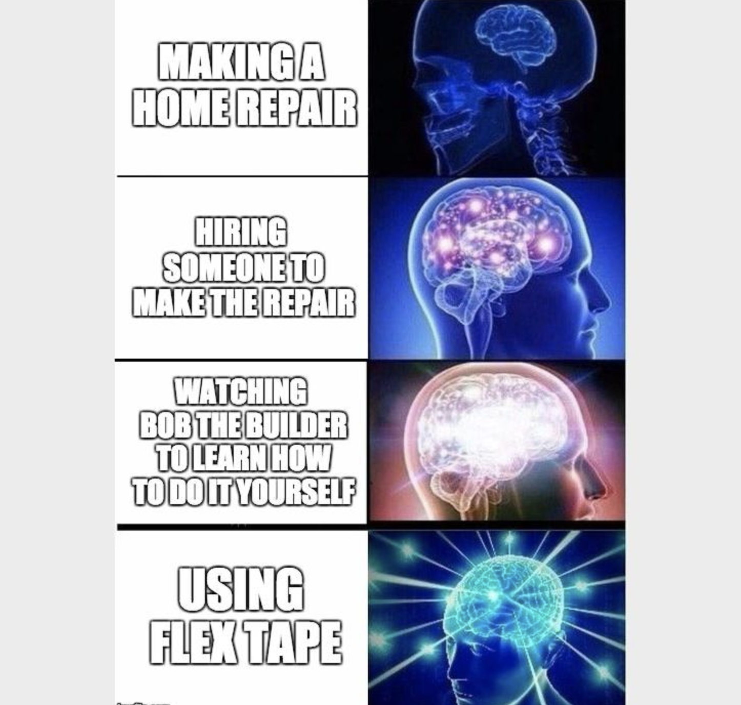 A meme showing the "expanding brain."
