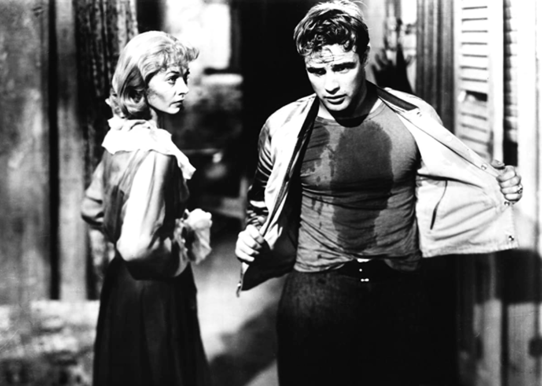 Actors Marlon Brando and Vivien Leigh in a scene from 