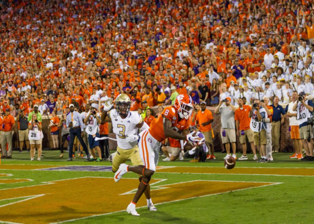 A crowded stadium during a Clemson football game.