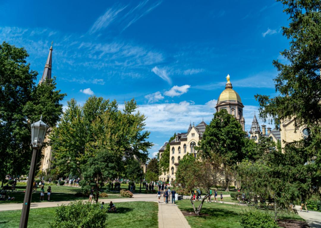 Notre Dame campus on game day.