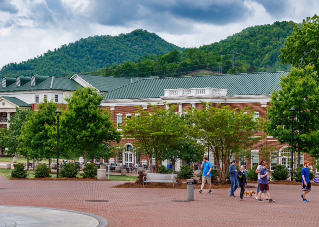 Students in front of Western Carolina University.