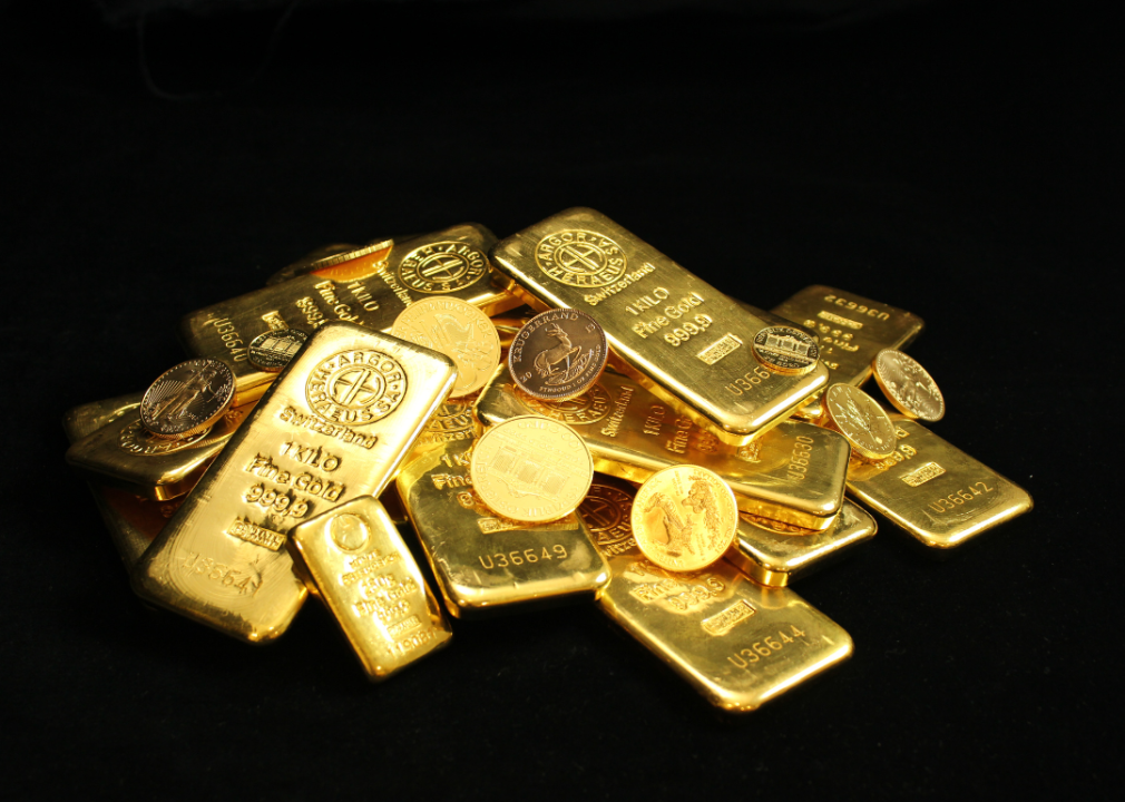 A close up of Swiss gold bars.