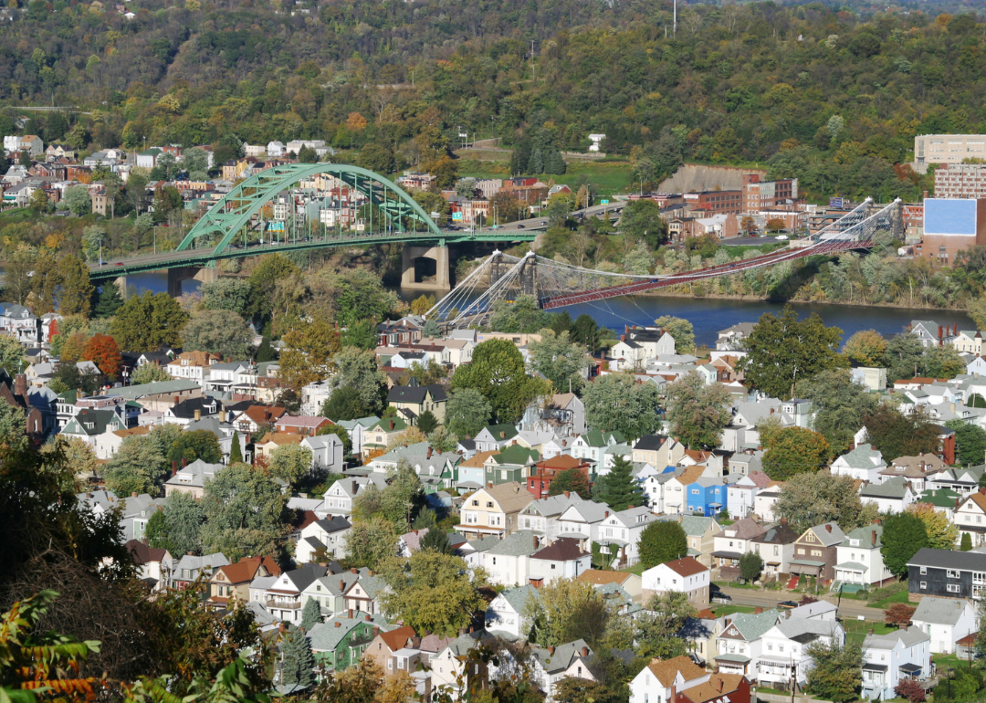 An aerial view of homes in Wheeling.