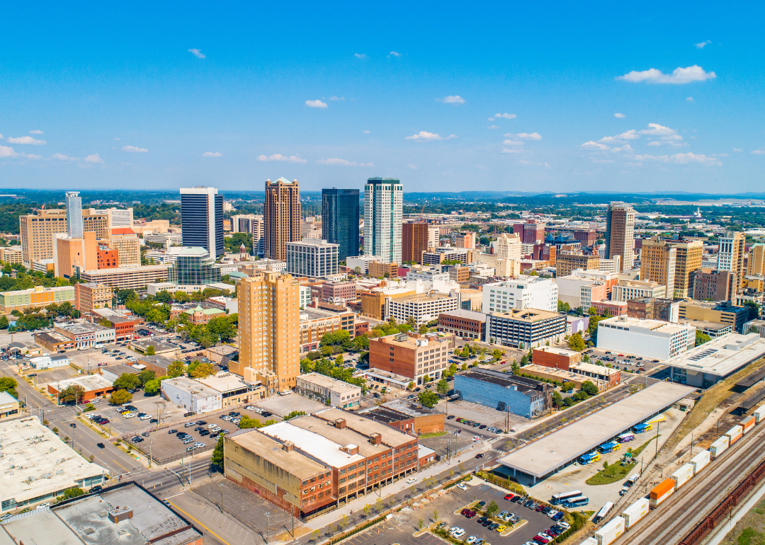 An aerial view of downtown Birmingham.