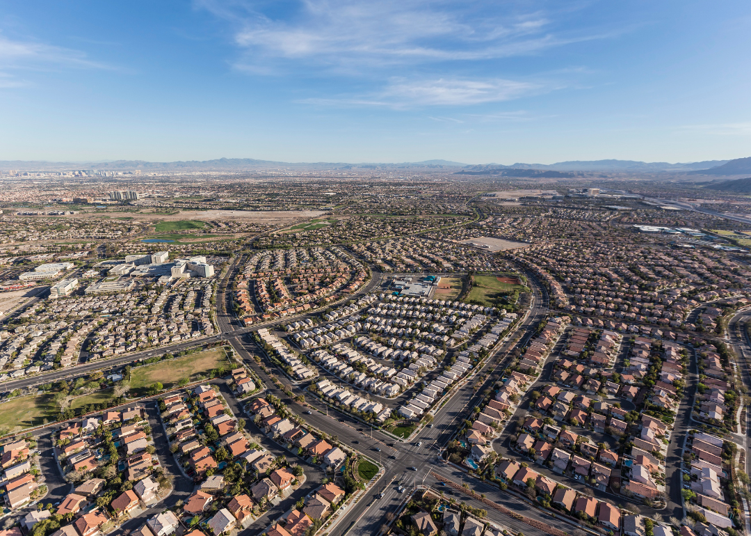 An aerial view of homes in Las Vegas.