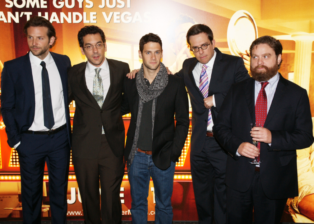 Bradley Cooper, director Todd Phillips, Justin Bartha, Ed Helms and Zach Galifianakis attend a screening of 'The Hangover."