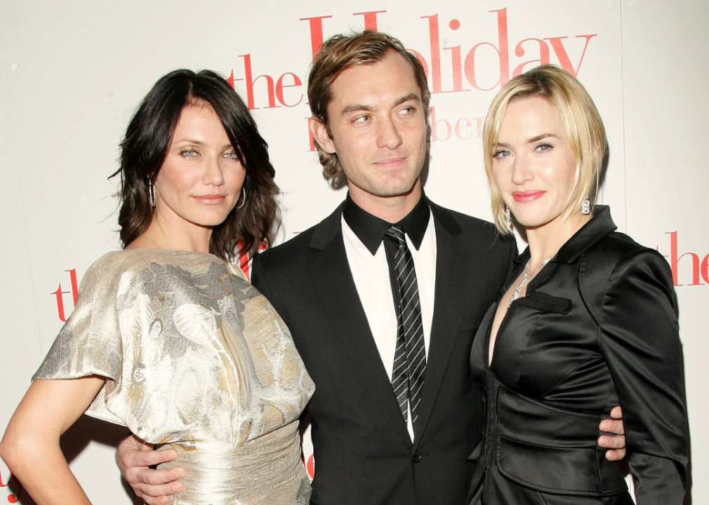 Cameron Diaz, Jude Law, and Kate Winslet attend "The Holiday" premiere in New York City in 2006.