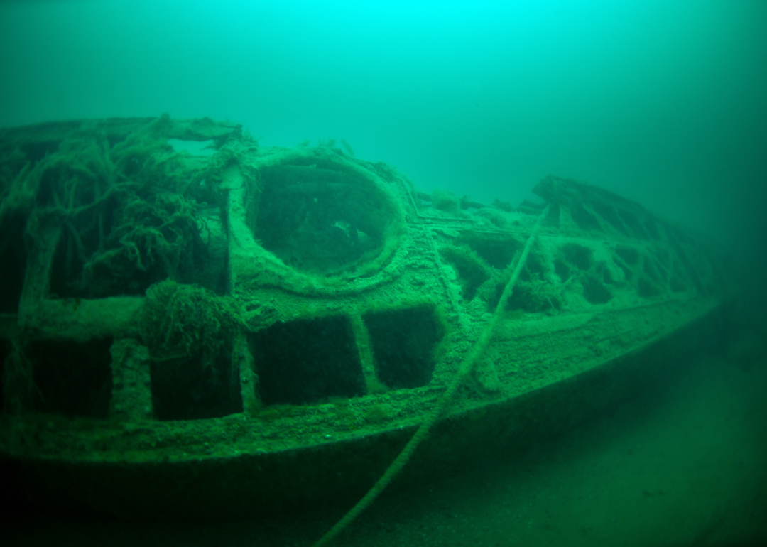 Underwater view of a sunken U-23 German submarine.