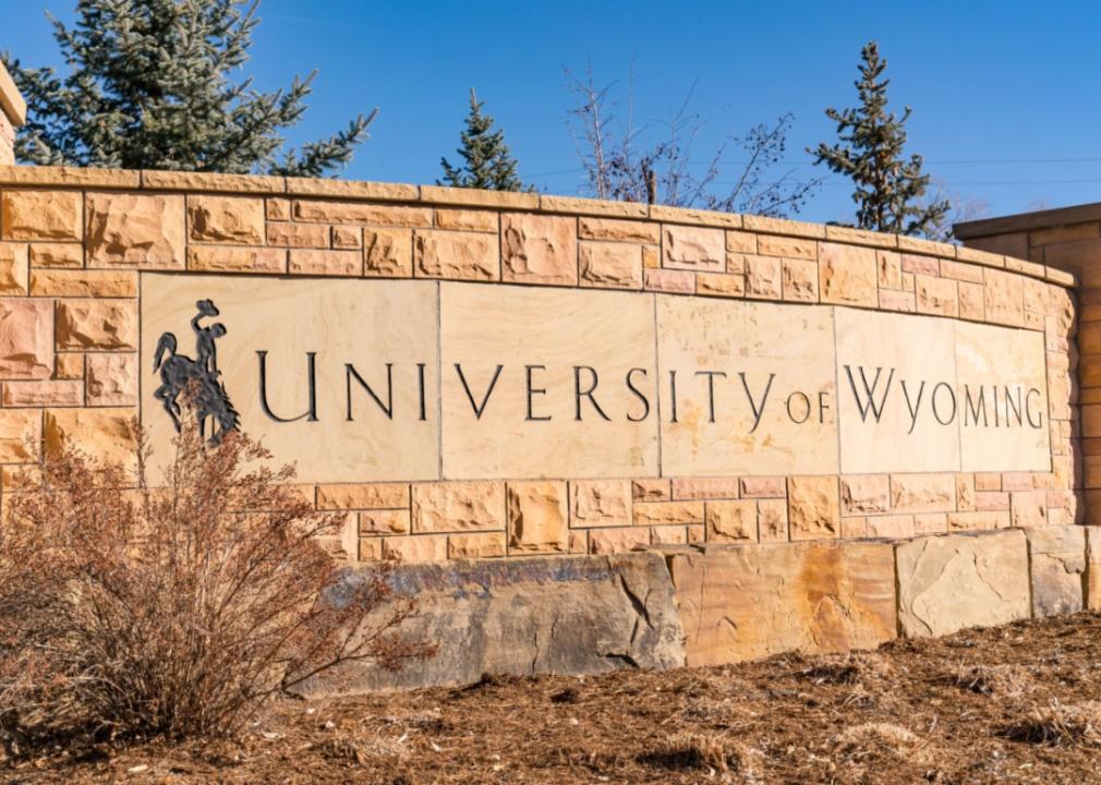 A stone sign for University of Wyoming.