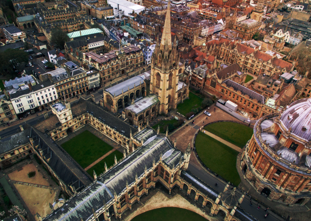 An aerial view of the University of Oxford.
