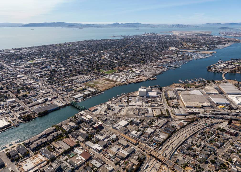 An aerial view of Alameda Island, California