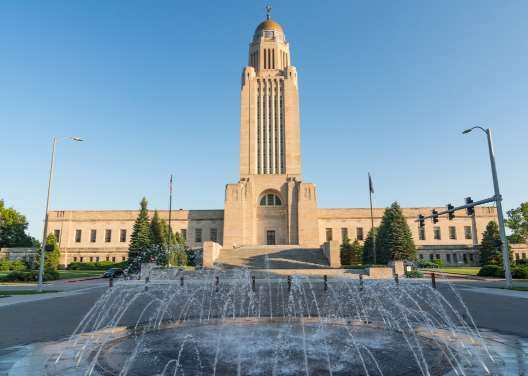 The exterior of the Nebraska State Capitol.