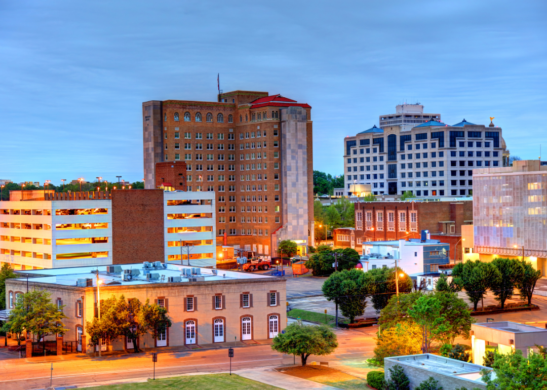 Downtown Jackson at night.