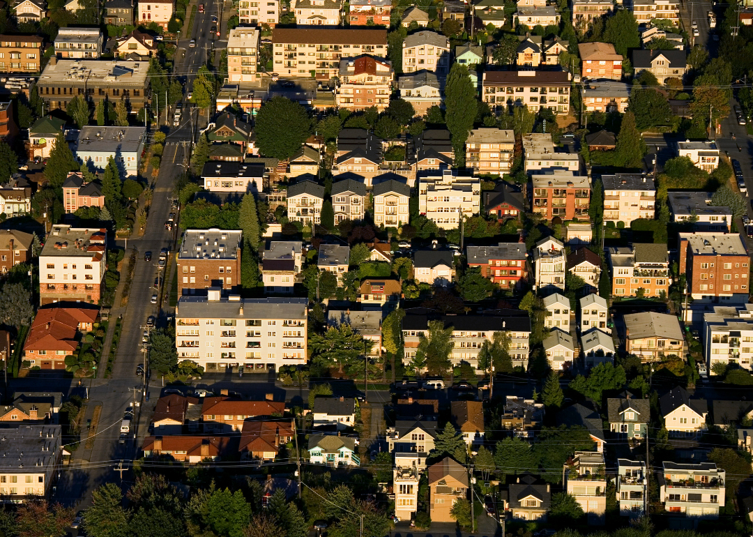 An aerial view of neighborhood in Seattle.