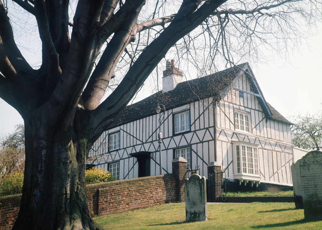 A white timbered house in 1973.