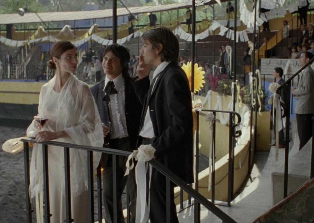 Gael García Bernal, Diego Luna, and Maribel Verdú in 'Y tu mamá también'.