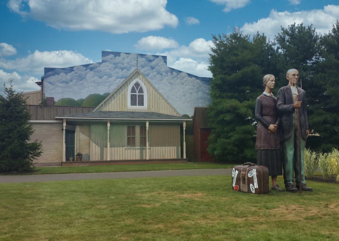 American Gothic farmer statues at Grounds for Sculpture.
